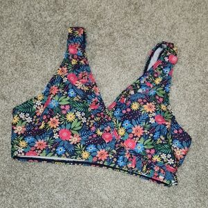 Floral Print Ruffle Swim Top